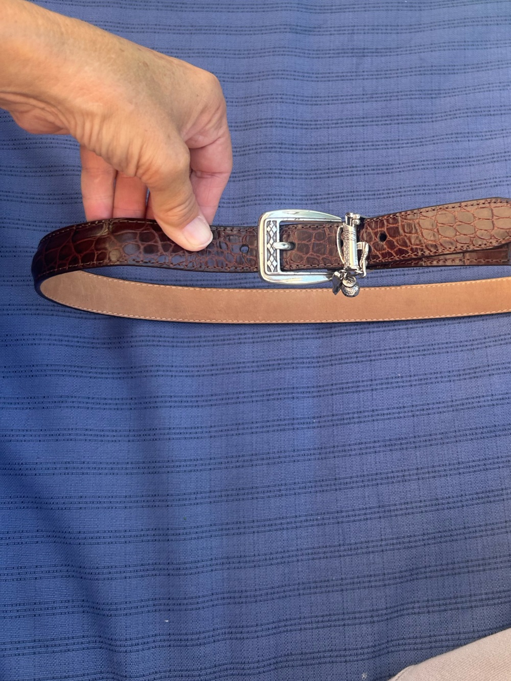 Brighton Women’s Waist Belt Golf Charms Brown Embossed Leather USA Size 36 39”